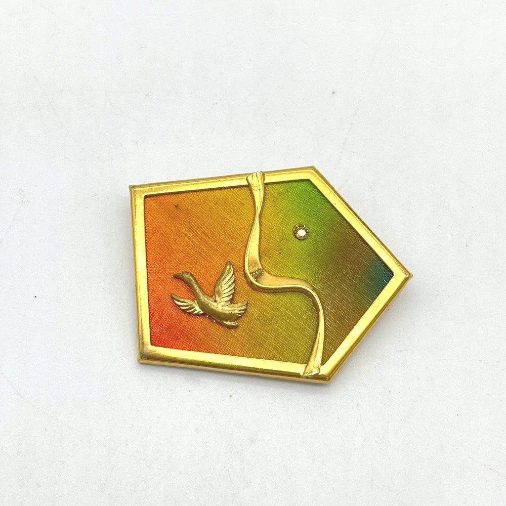 Vintage Gold Tone Enamel Duck Brooch Pin‎ Figural Bird Nature Jewelry